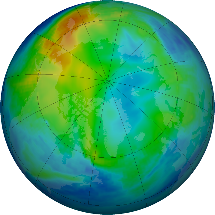 Arctic ozone map for 27 November 1992